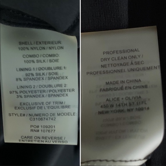 100%Silk Alice + Olivia Shirred Lace Sleeve Dress - Picture 12 of 16